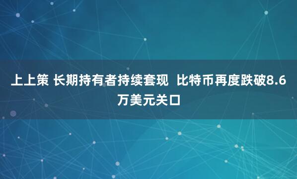上上策 长期持有者持续套现 比特币再度跌破8.6万美元关口